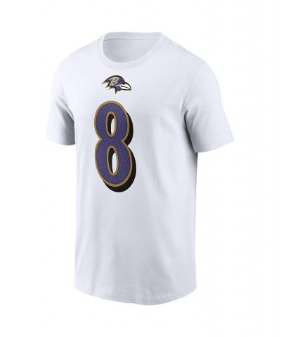 Men's Lamar Jackson White Baltimore Ravens Name and Number T-shirt $25.49 T-Shirts