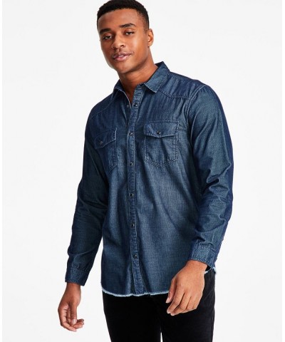 Men's Jonny Regular-Fit Corduroy Western Shirt Blue $15.45 Shirts