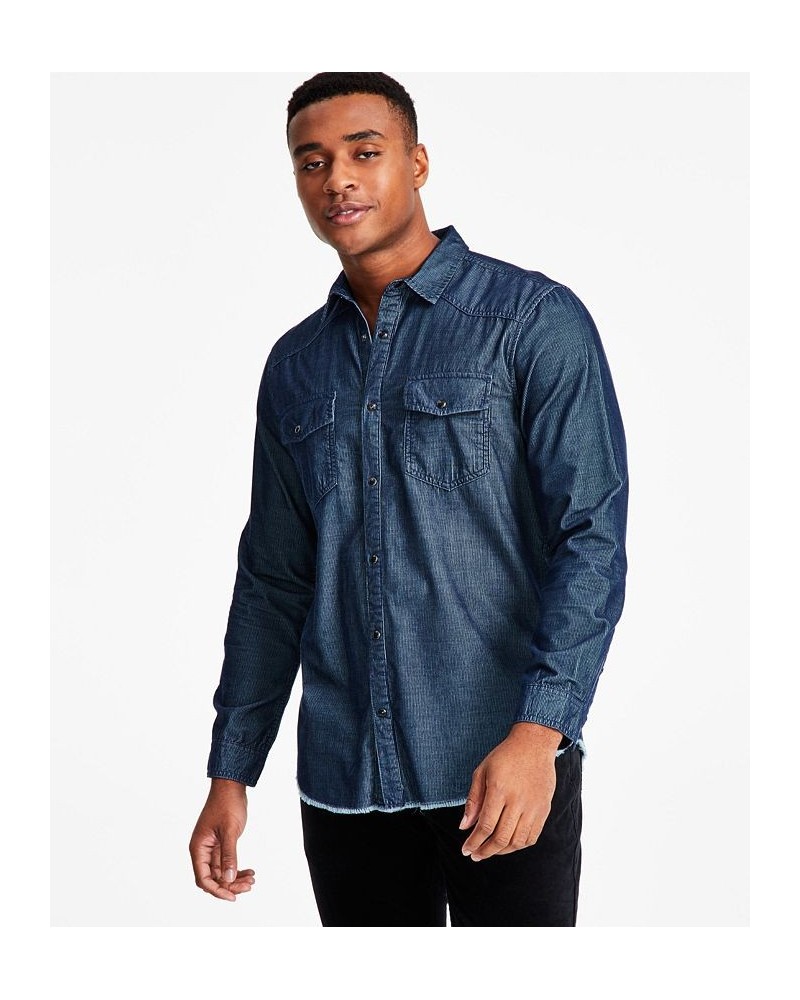 Men's Jonny Regular-Fit Corduroy Western Shirt Blue $15.45 Shirts