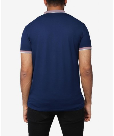 Men's Comfort Zip-Neck Tipped Polo Shirt Deep Navy $22.00 Polo Shirts