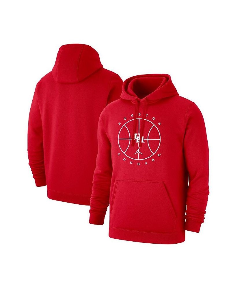 Men's Brand Red Houston Cougars Basketball Icon Club Fleece Pullover Hoodie $36.55 Sweatshirt