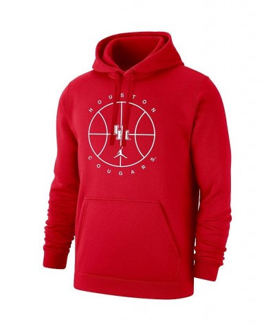 Men's Brand Red Houston Cougars Basketball Icon Club Fleece Pullover Hoodie $36.55 Sweatshirt