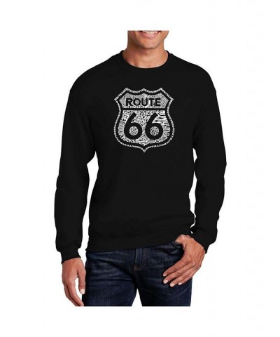 Men's Word Art Get Your Kicks On Route 66 Crewneck Sweatshirt Black $24.50 Sweatshirt