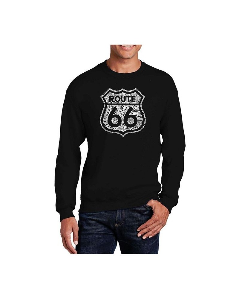 Men's Word Art Get Your Kicks On Route 66 Crewneck Sweatshirt Black $24.50 Sweatshirt