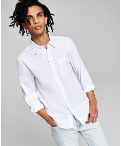 Men's Poplin Long-Sleeve Button-Up Shirt White $16.80 Shirts