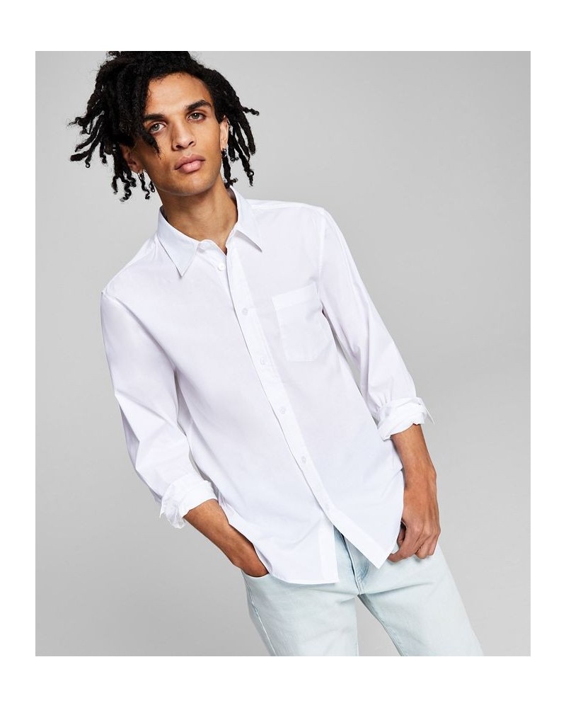 Men's Poplin Long-Sleeve Button-Up Shirt White $16.80 Shirts