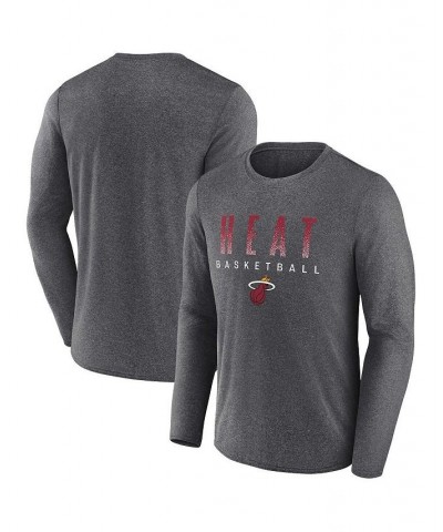 Men's Branded Heathered Charcoal Miami Heat Where Legends Play Iconic Practice Long Sleeve T-shirt $17.20 T-Shirts