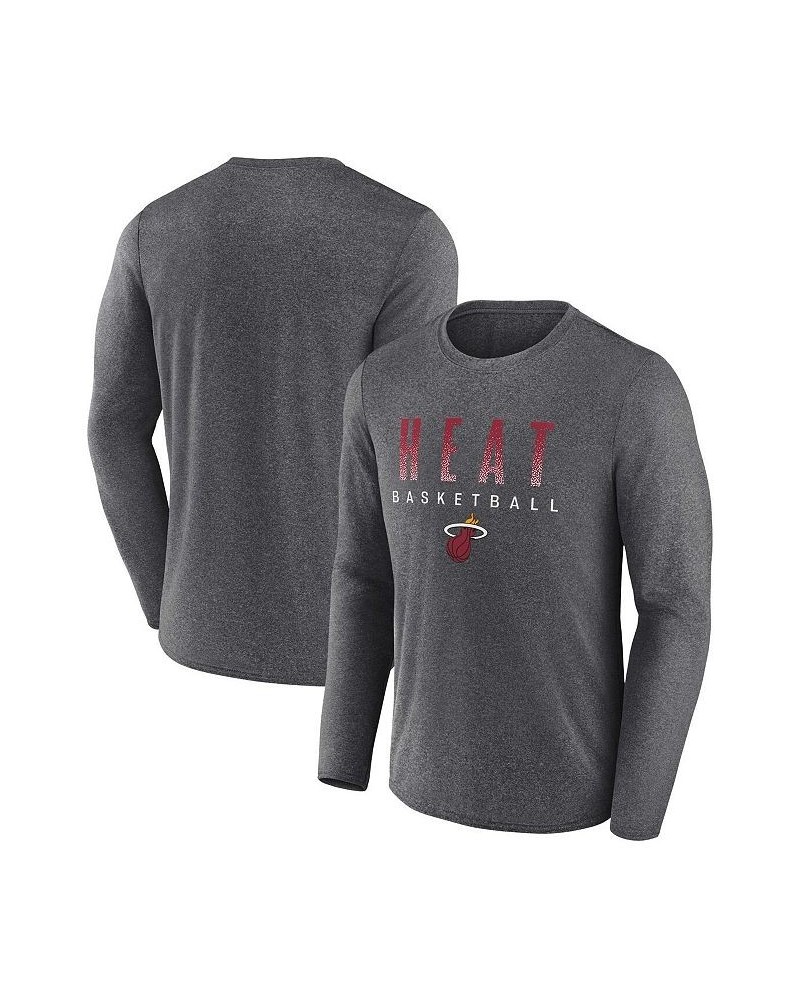 Men's Branded Heathered Charcoal Miami Heat Where Legends Play Iconic Practice Long Sleeve T-shirt $17.20 T-Shirts