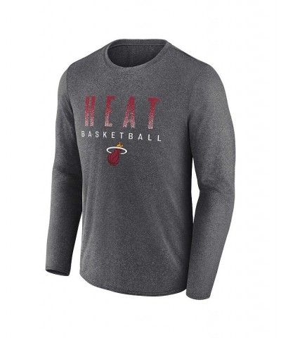 Men's Branded Heathered Charcoal Miami Heat Where Legends Play Iconic Practice Long Sleeve T-shirt $17.20 T-Shirts