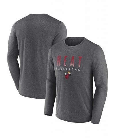 Men's Branded Heathered Charcoal Miami Heat Where Legends Play Iconic Practice Long Sleeve T-shirt $17.20 T-Shirts