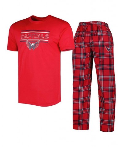 Men's Red, Navy Washington Capitals Badge T-shirt and Pants Sleep Set $37.39 Pajama