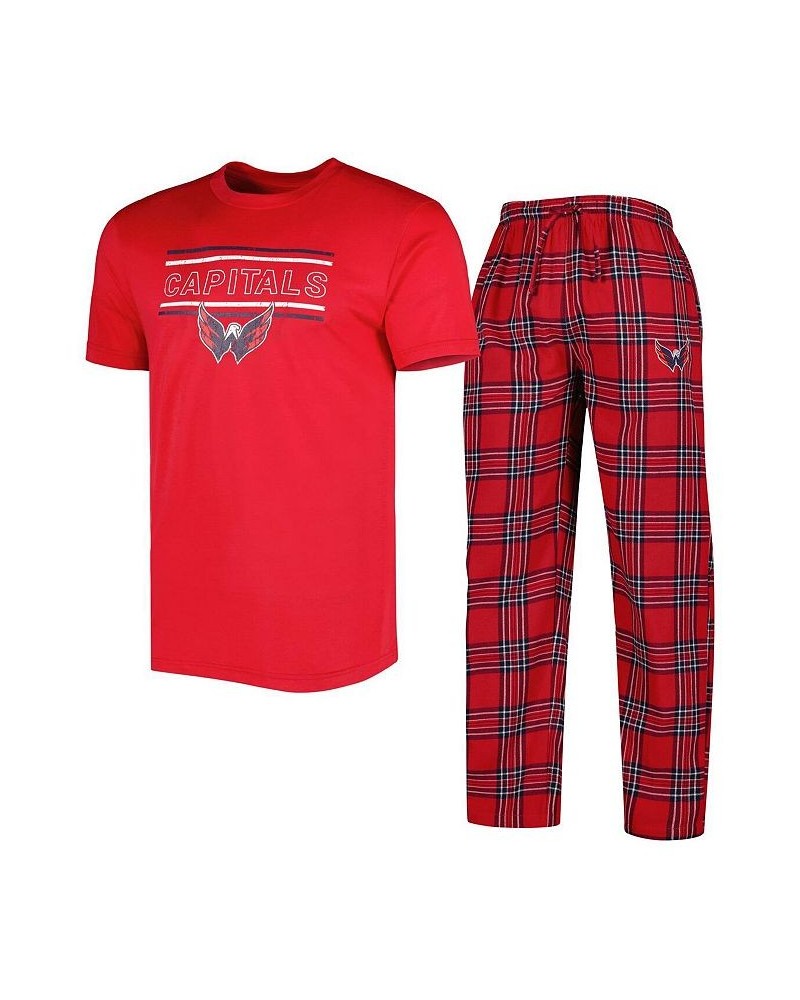 Men's Red, Navy Washington Capitals Badge T-shirt and Pants Sleep Set $37.39 Pajama