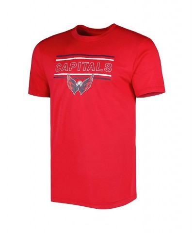 Men's Red, Navy Washington Capitals Badge T-shirt and Pants Sleep Set $37.39 Pajama