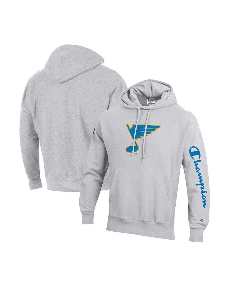 Men's Heathered Gray St. Louis Blues Reverse Weave Pullover Hoodie $28.00 Sweatshirt