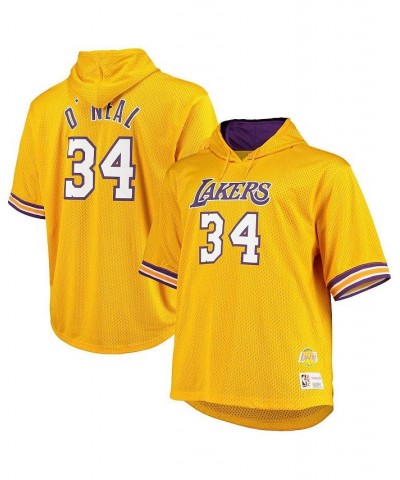 Men's Shaquille O'Neal Gold and Purple Los Angeles Lakers Big and Tall Name & Number Short Sleeve Hoodie $43.00 Sweatshirt