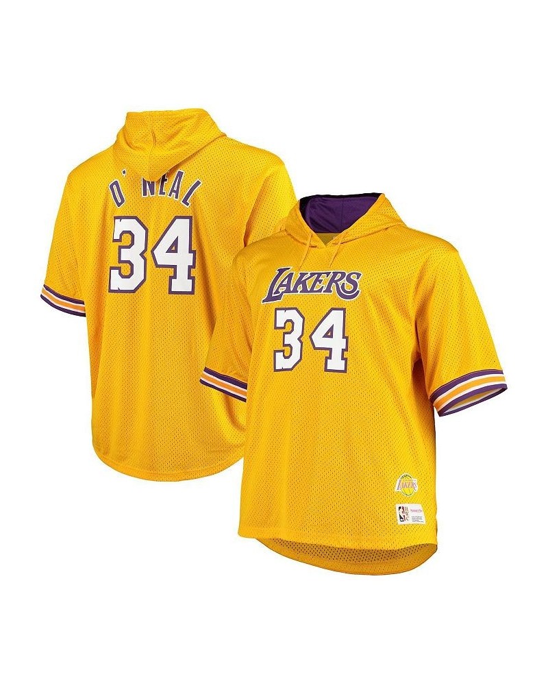 Men's Shaquille O'Neal Gold and Purple Los Angeles Lakers Big and Tall Name & Number Short Sleeve Hoodie $43.00 Sweatshirt