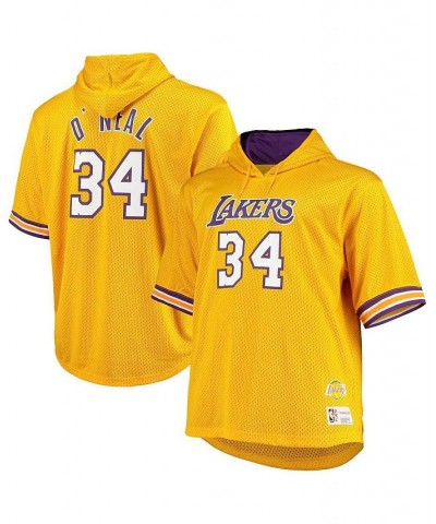 Men's Shaquille O'Neal Gold and Purple Los Angeles Lakers Big and Tall Name & Number Short Sleeve Hoodie $43.00 Sweatshirt