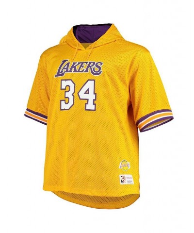 Men's Shaquille O'Neal Gold and Purple Los Angeles Lakers Big and Tall Name & Number Short Sleeve Hoodie $43.00 Sweatshirt