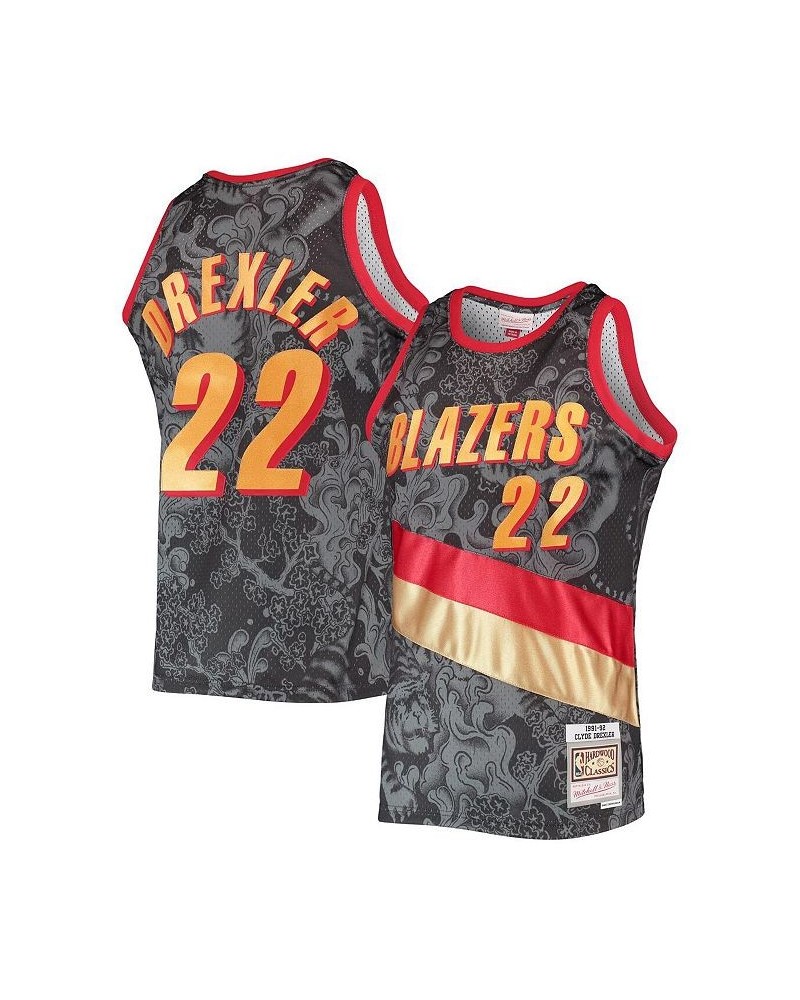 Men's Clyde Drexler Black Portland Trail Blazers Hardwood Classics 1991-92 Lunar New Year Swingman Jersey $46.55 Jersey