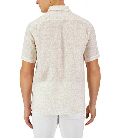 Men's Short-Sleeve Fern 100% Linen Shirt Brown $19.08 Shirts