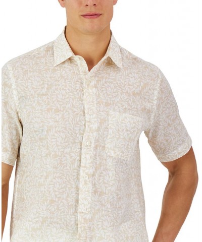 Men's Short-Sleeve Fern 100% Linen Shirt Brown $19.08 Shirts