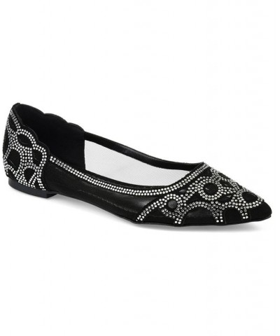 Women's Batavia Embellished Flats Black $48.00 Shoes