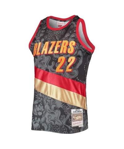 Men's Clyde Drexler Black Portland Trail Blazers Hardwood Classics 1991-92 Lunar New Year Swingman Jersey $46.55 Jersey