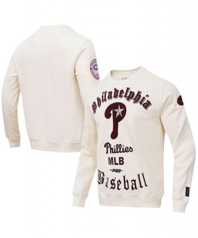 Men's Cream Philadelphia Phillies Cooperstown Collection Retro Old English Pullover Sweatshirt $43.75 Sweatshirt