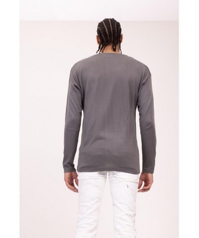 Men's Modern Lightweight Knit Shacket Sweater Silver $86.10 Sweaters