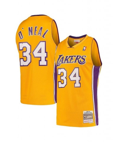 Men's Shaquille O'Neal Gold Los Angeles Lakers Hardwood Classics 1999-00 Swingman Jersey $68.15 Jersey