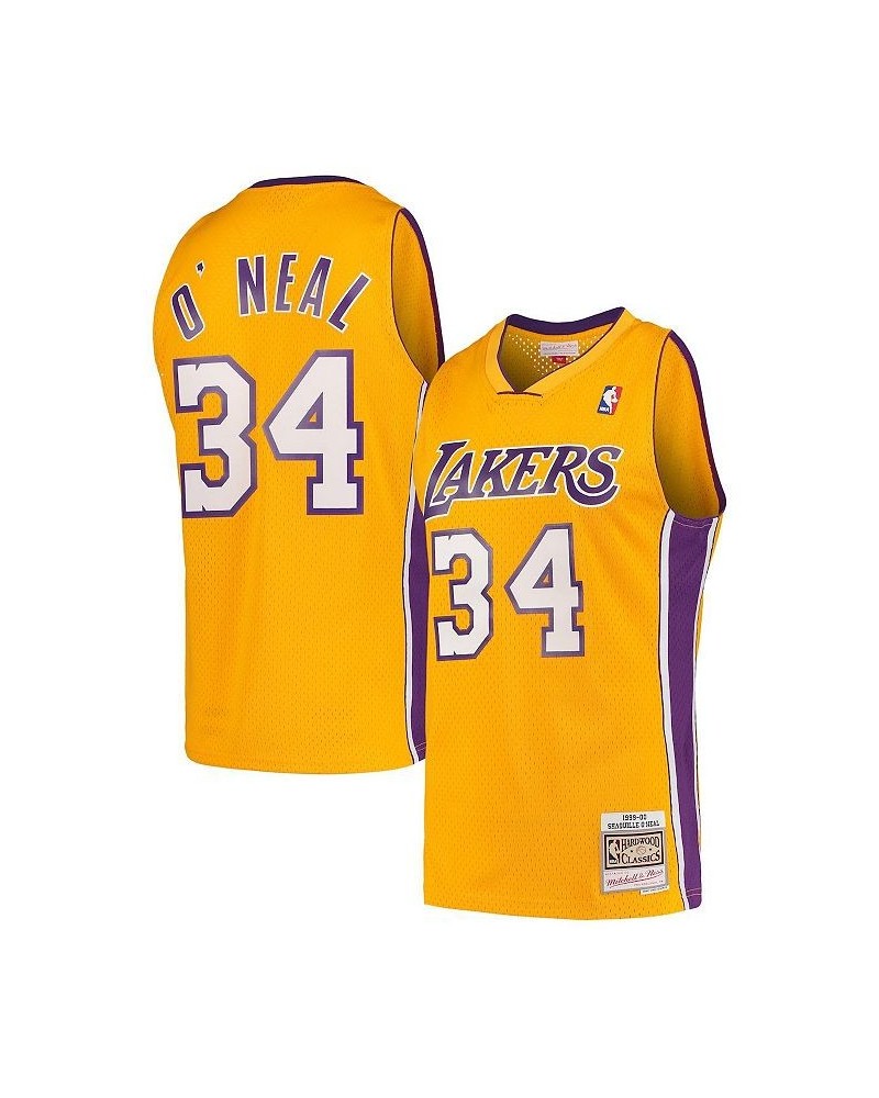 Men's Shaquille O'Neal Gold Los Angeles Lakers Hardwood Classics 1999-00 Swingman Jersey $68.15 Jersey