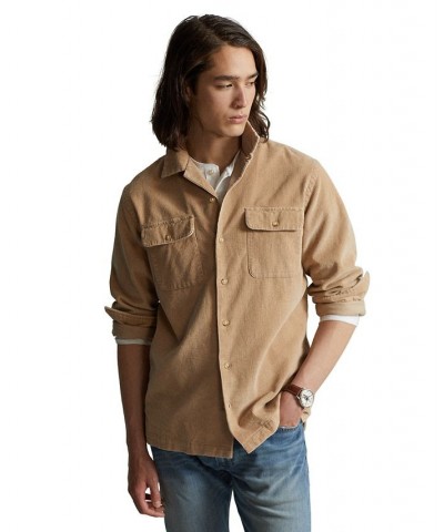 Men's Classic-Fit Corduroy Camp Shirt Tan/Beige $36.25 Shirts