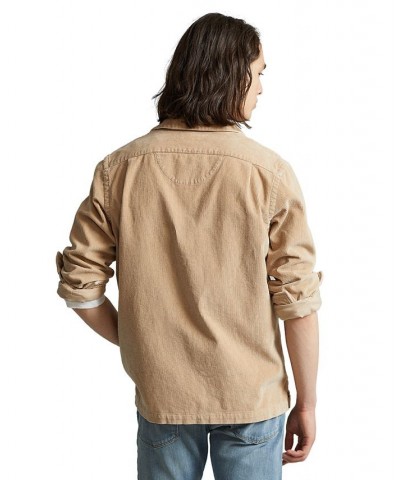 Men's Classic-Fit Corduroy Camp Shirt Tan/Beige $36.25 Shirts