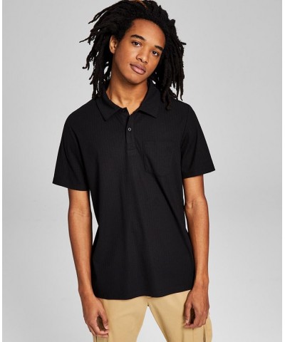 Men's Textured Short-Sleeve Polo Shirt Black $13.12 Polo Shirts