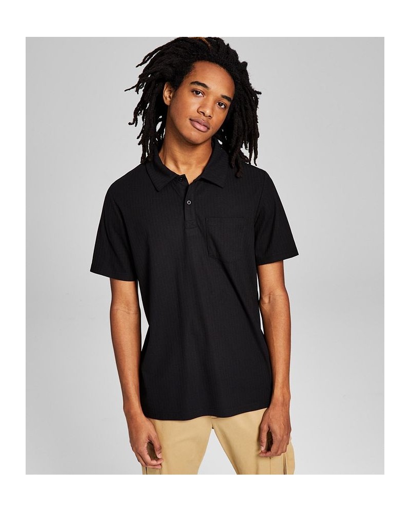 Men's Textured Short-Sleeve Polo Shirt Black $13.12 Polo Shirts