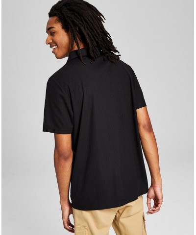 Men's Textured Short-Sleeve Polo Shirt Black $13.12 Polo Shirts