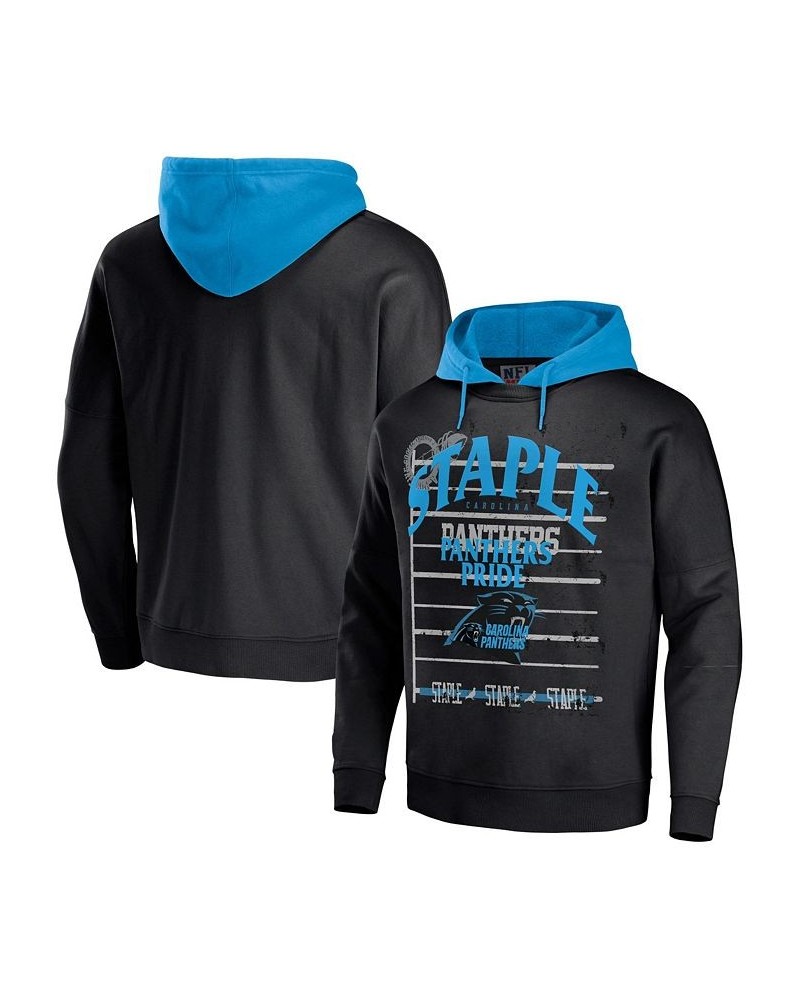 Men's NFL X Staple Black Carolina Panthers Oversized Gridiron Vintage-Like Wash Pullover Hoodie $31.39 Sweatshirt