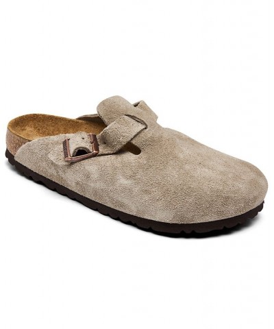 Women's Boston Soft Footbed Suede Leather Clogs Tan/Beige $50.40 Shoes