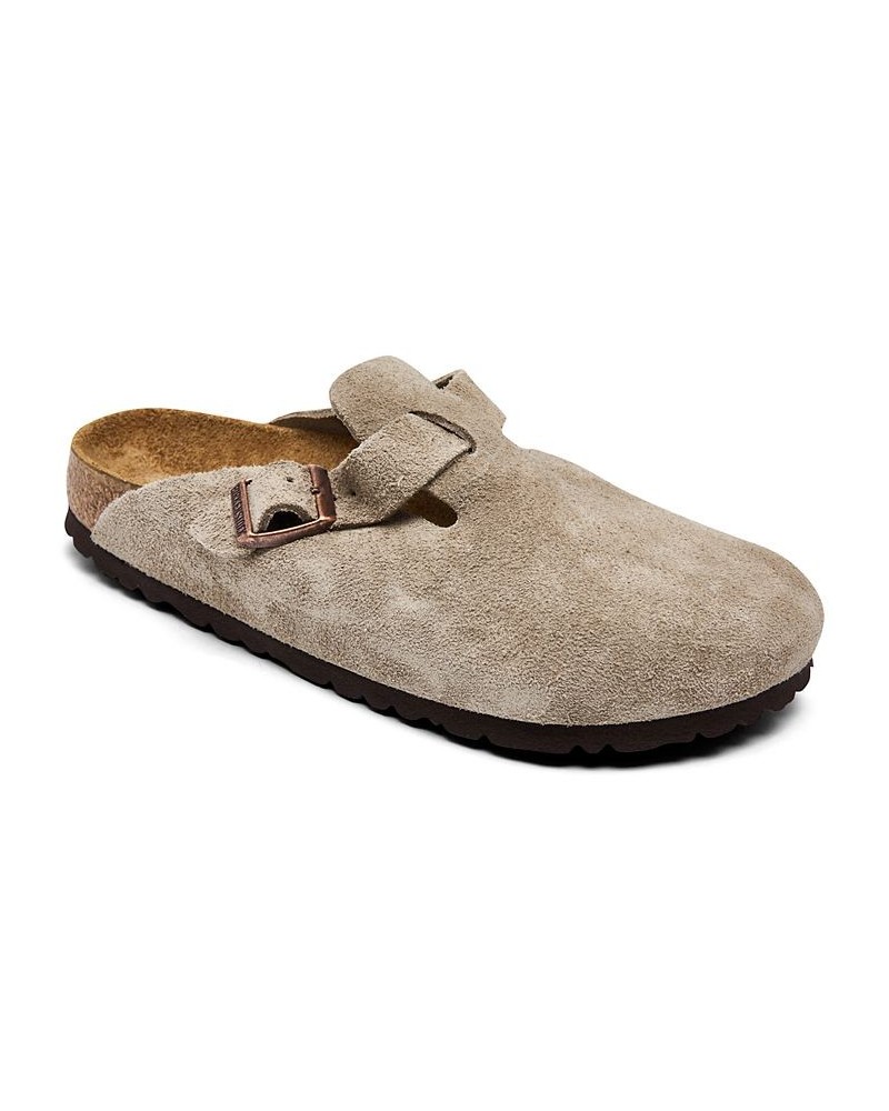 Women's Boston Soft Footbed Suede Leather Clogs Tan/Beige $50.40 Shoes