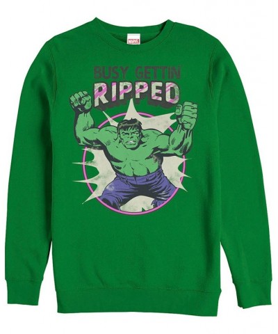 Marvel Men's Classic Comics Hulk Busy Gettin Ripped, Crewneck Fleece Green $32.44 Sweatshirt