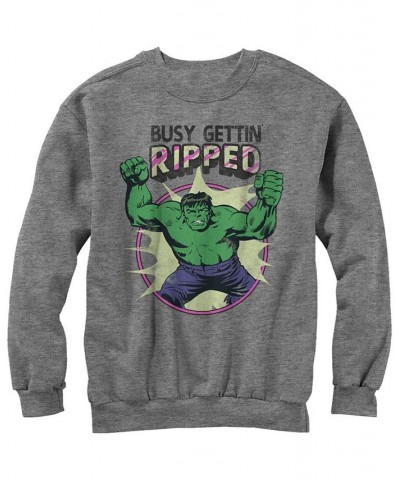 Marvel Men's Classic Comics Hulk Busy Gettin Ripped, Crewneck Fleece Green $32.44 Sweatshirt