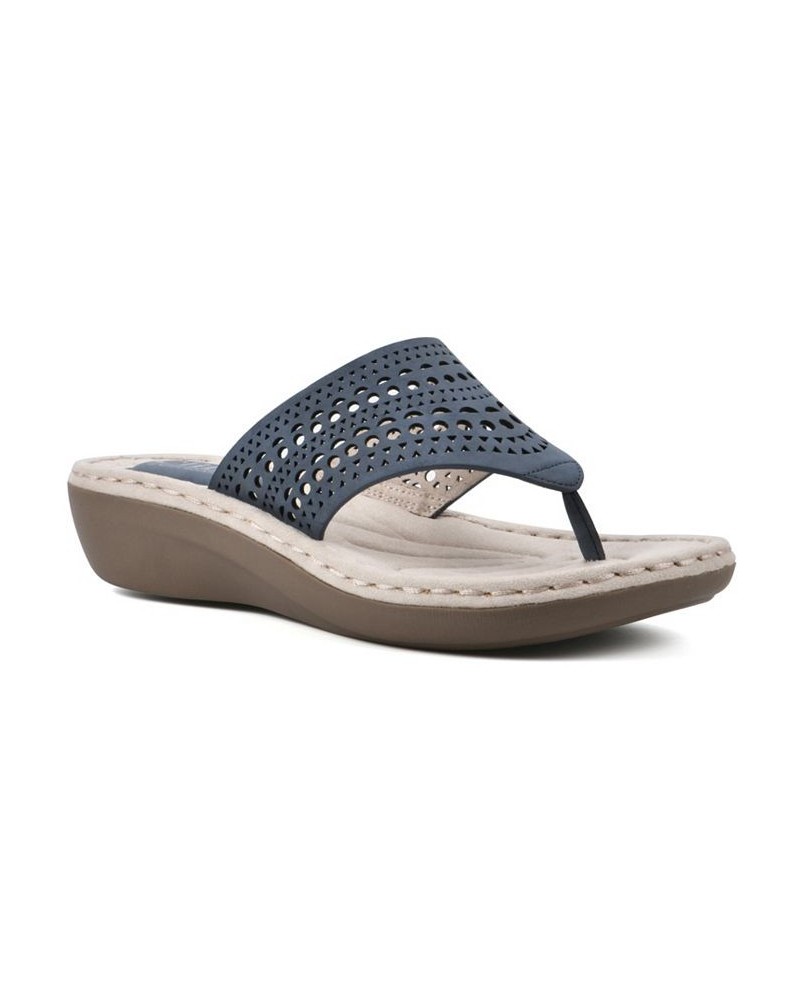 Women's Compact Thong Comfort Sandal Blue $28.98 Shoes