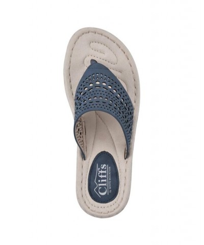 Women's Compact Thong Comfort Sandal Blue $28.98 Shoes