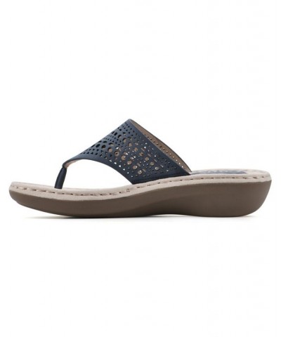 Women's Compact Thong Comfort Sandal Blue $28.98 Shoes