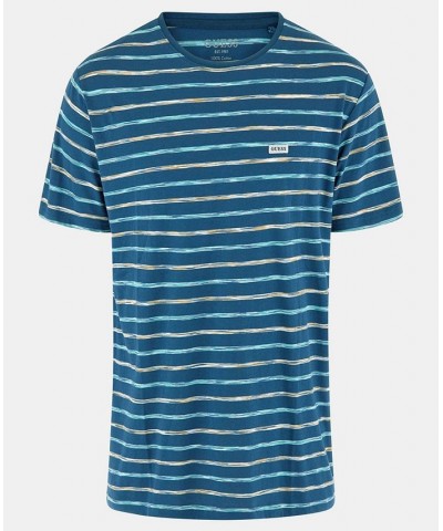 Men's Stripe Logo Patch T-Shirt Gold $25.48 T-Shirts