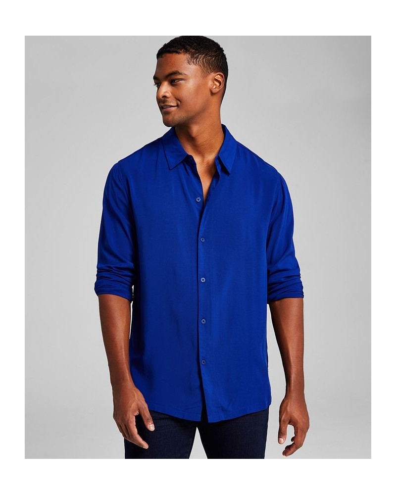 Men's Solid Long-Sleeve Resort Shirt Blue $14.28 Shirts