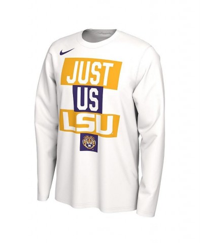 Men's White LSU Tigers 2021 Postseason Basketball Just Us Bench Legend Long Sleeve T-shirt $20.00 T-Shirts