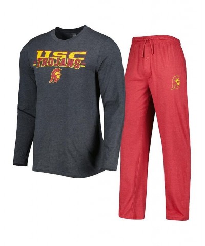 Men's Cardinal, Charcoal USC Trojans Meter Long Sleeve T-shirt and Pants Sleep Set $43.19 Pajama