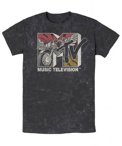 Men's MTV Music Ride Short Sleeve Mineral Wash T-shirt Black $15.05 T-Shirts