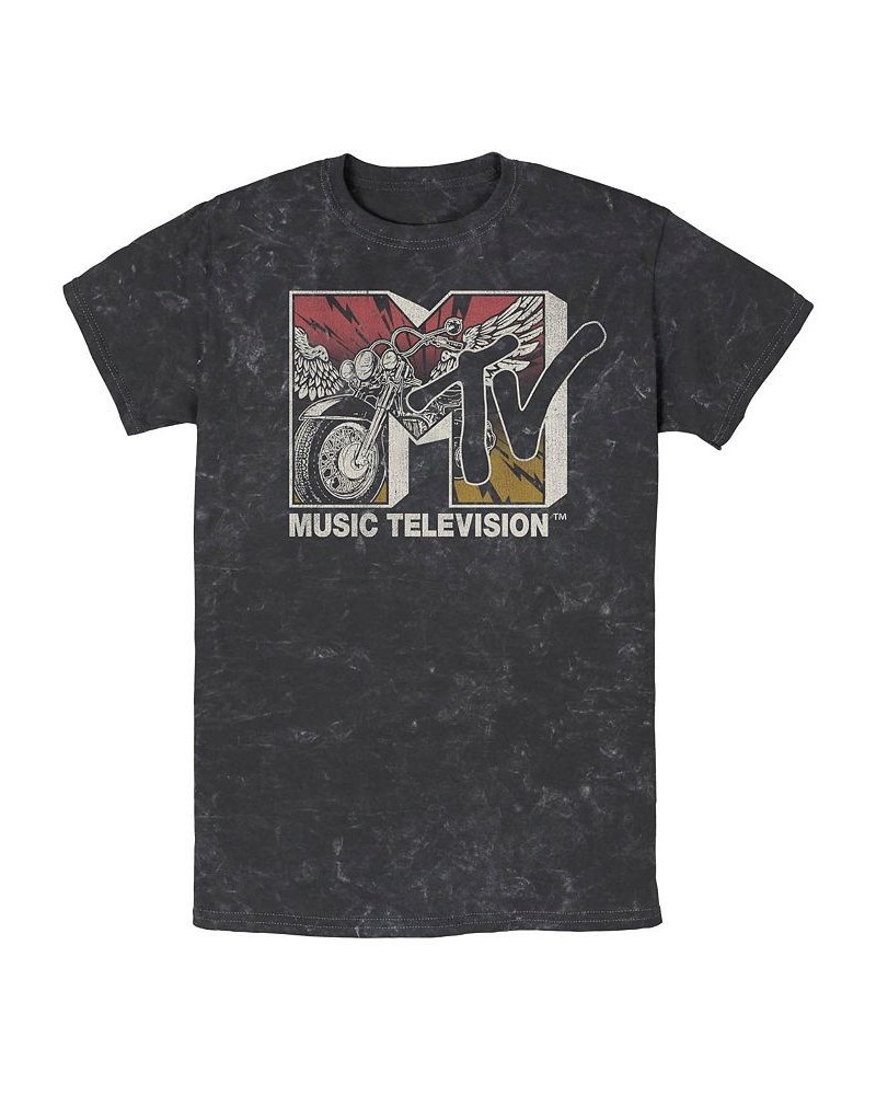 Men's MTV Music Ride Short Sleeve Mineral Wash T-shirt Black $15.05 T-Shirts